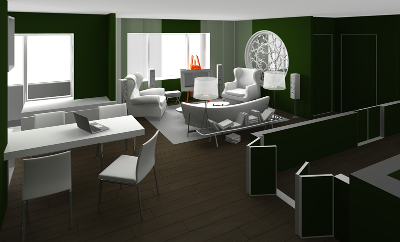 green 02 kitchen furniture set, front room